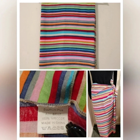 Southern Plus Multiple Colored Striped Wrap Swimsuit Cover Up Multifunctional - Picture 1 of 6